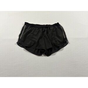 LULULEMON Black Hotty Hot 3" Black Drawstring Shorts Running Gym Yoga Lined Sz 6